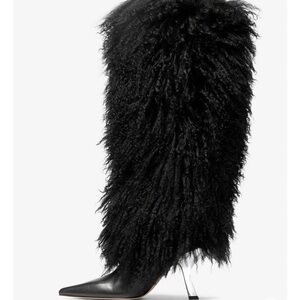 SOLD MICHAEL Michael Kors Black Luna Shearling and Leather Boots Size US 9 NWT